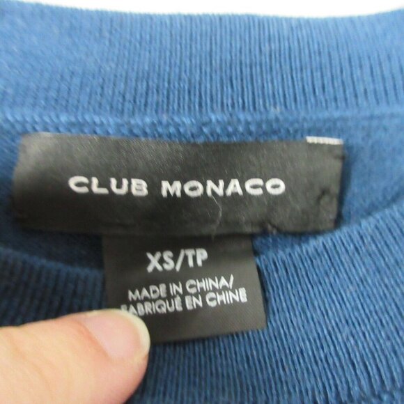 Club Monaco Womens 100% Merino Wool Sweater Top XS Luxury Blue Crew Neck 152 - Picture 3 of 9